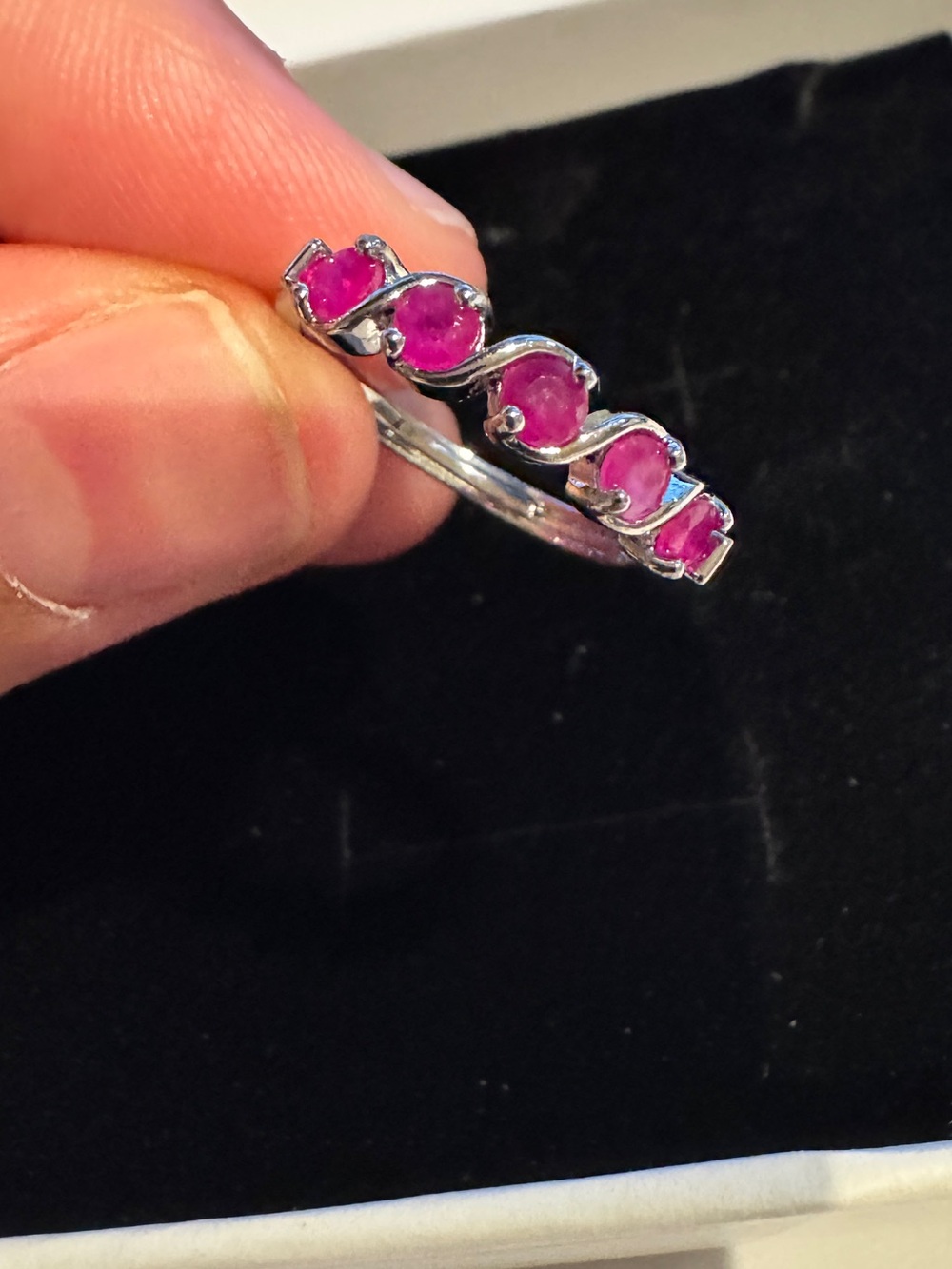 RUBY Gemstone Silver plated Ring adjustable size